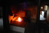 un fuego en el horno